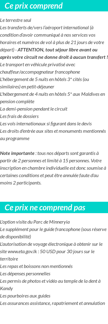 Conditions tarifaires