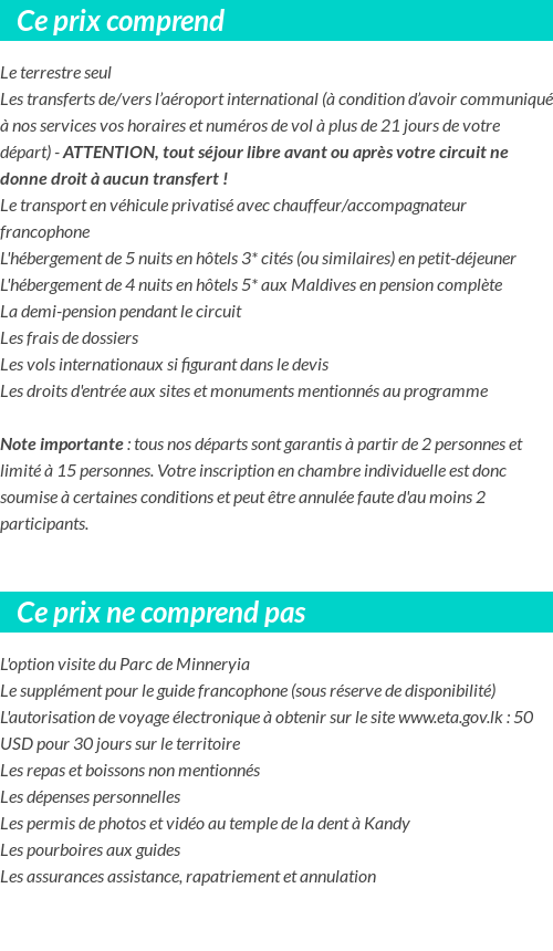 Conditions tarifaires