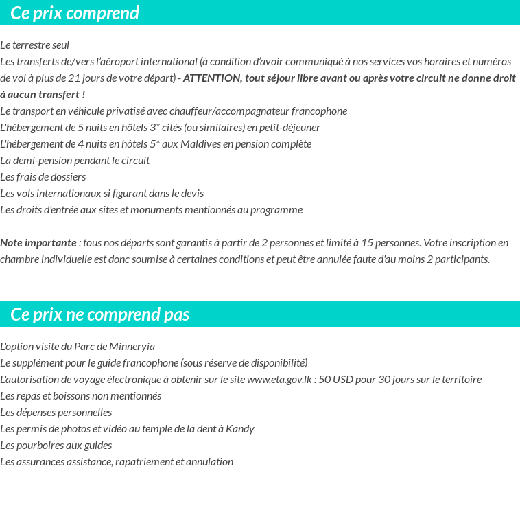 Conditions tarifaires