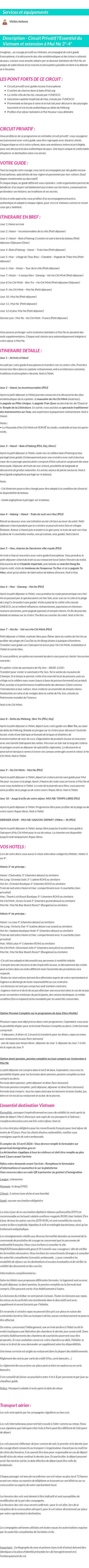 Détails du séjour