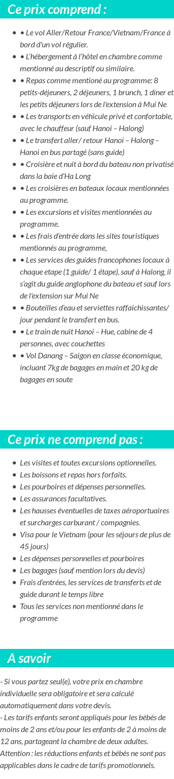 Conditions tarifaires