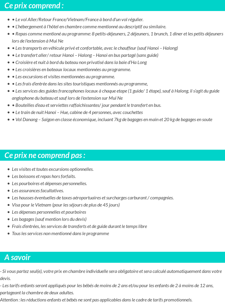 Conditions tarifaires