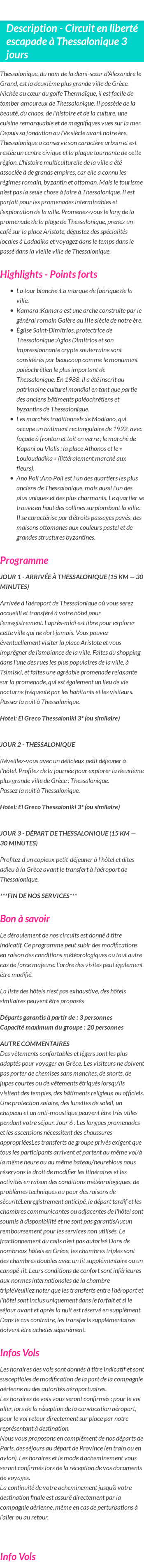 Détails du séjour