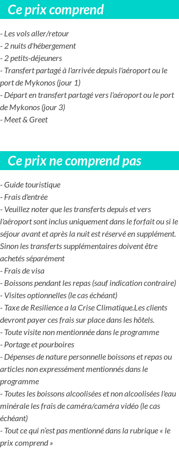 Conditions tarifaires