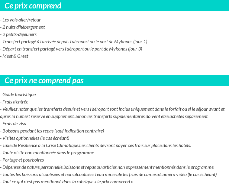 Conditions tarifaires