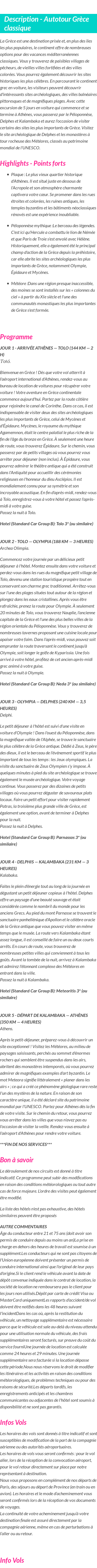 Détails du séjour