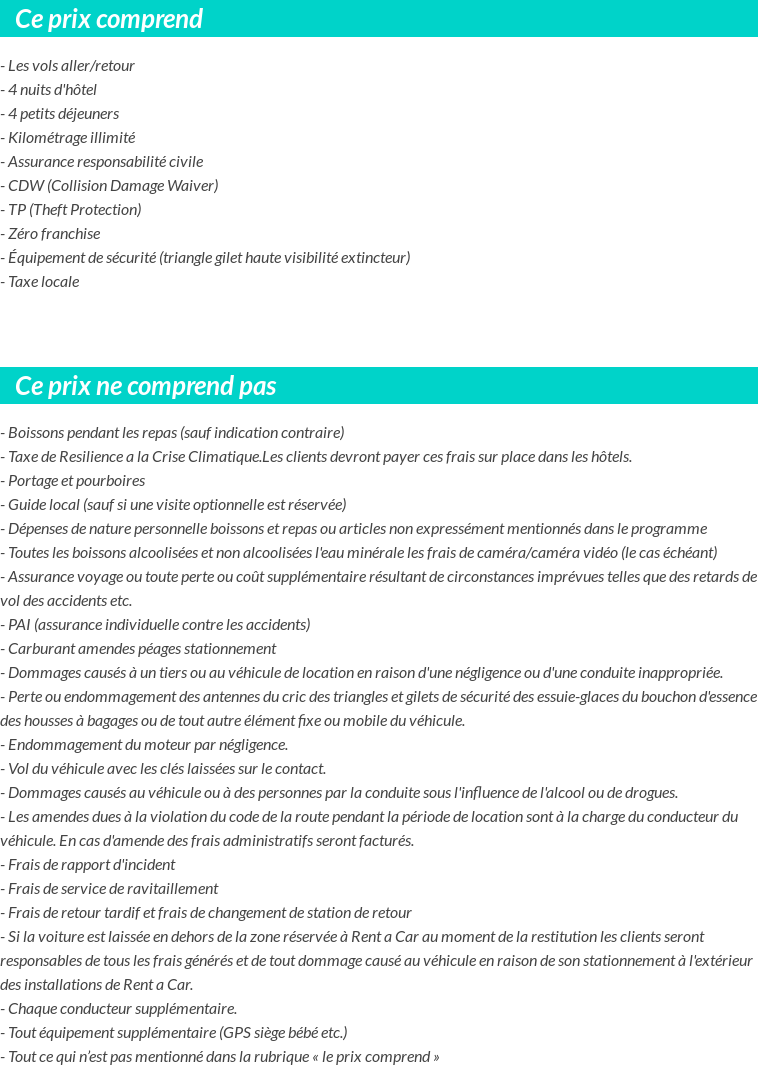 Conditions tarifaires