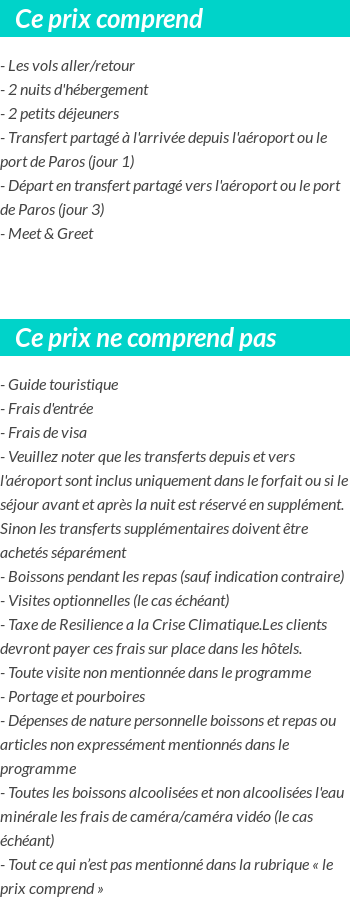 Conditions tarifaires