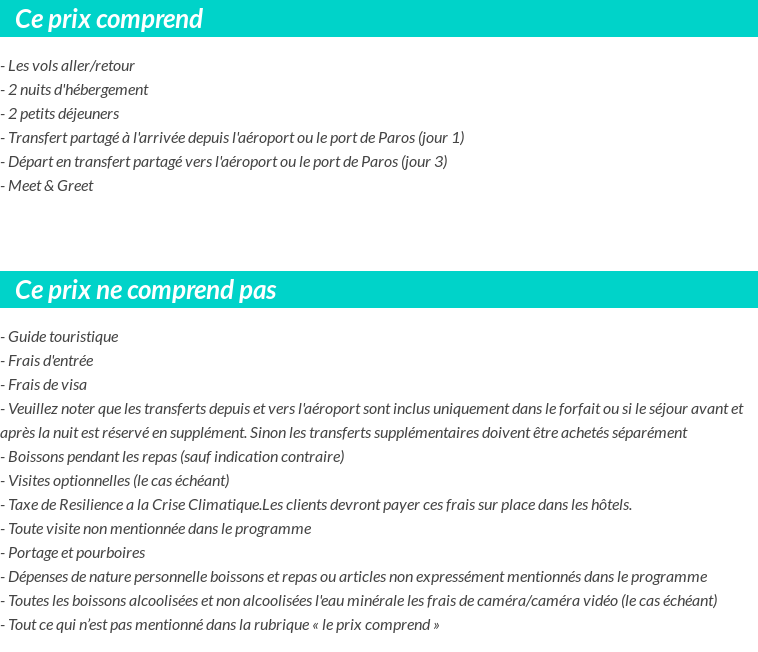 Conditions tarifaires