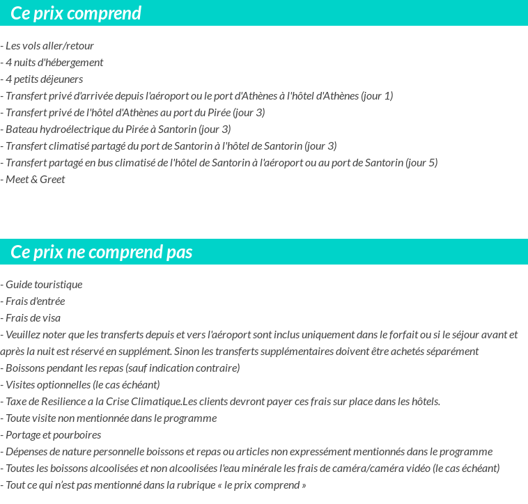 Conditions tarifaires