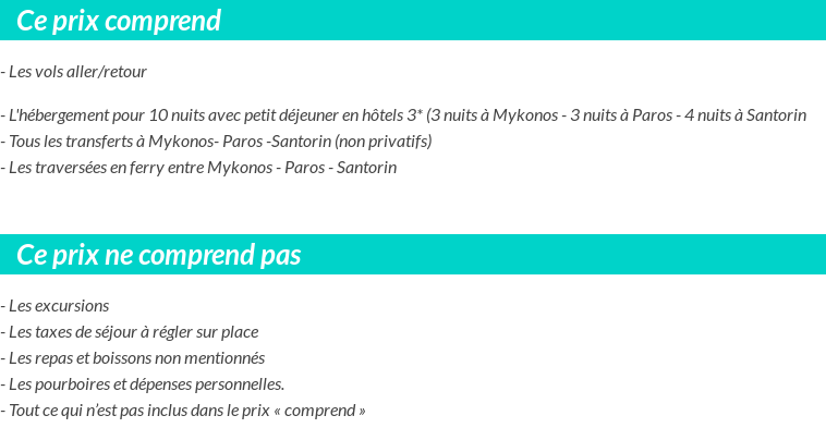 Conditions tarifaires