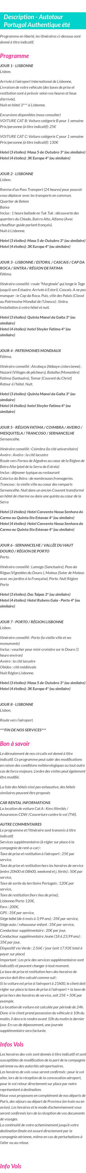 Détails du séjour