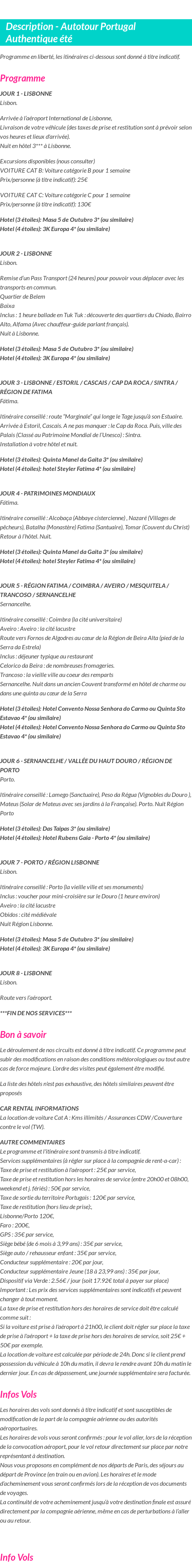 Détails du séjour
