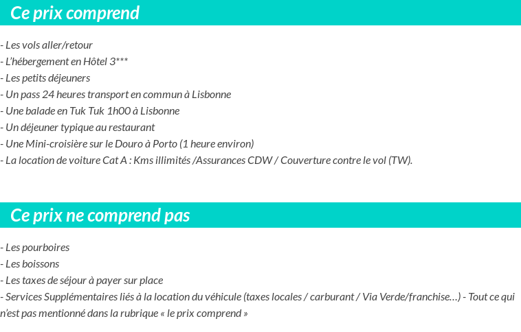 Conditions tarifaires