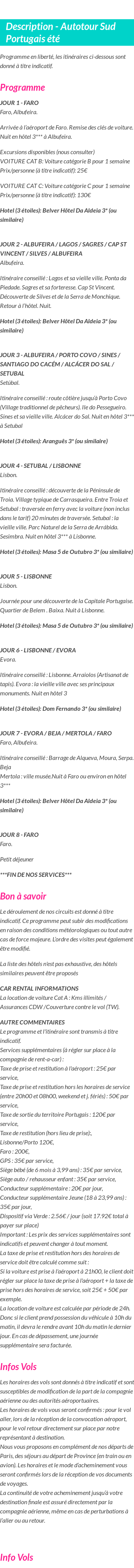 Détails du séjour