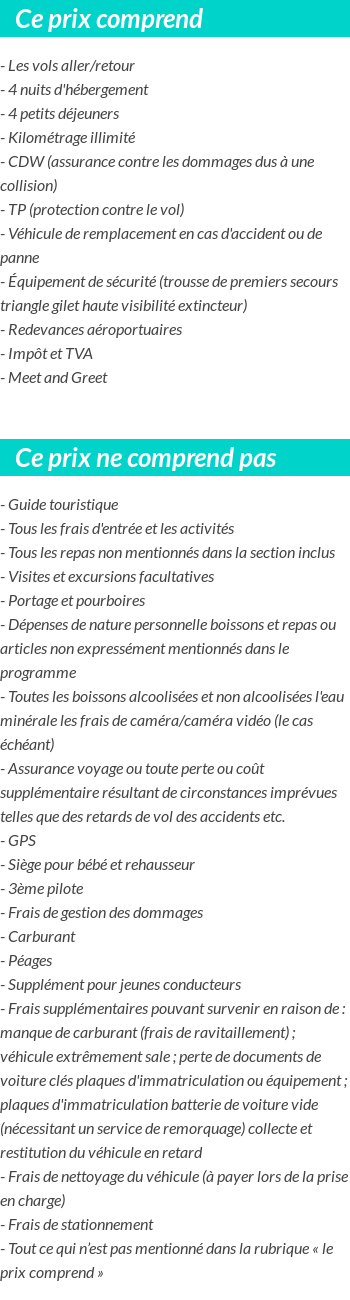 Conditions tarifaires