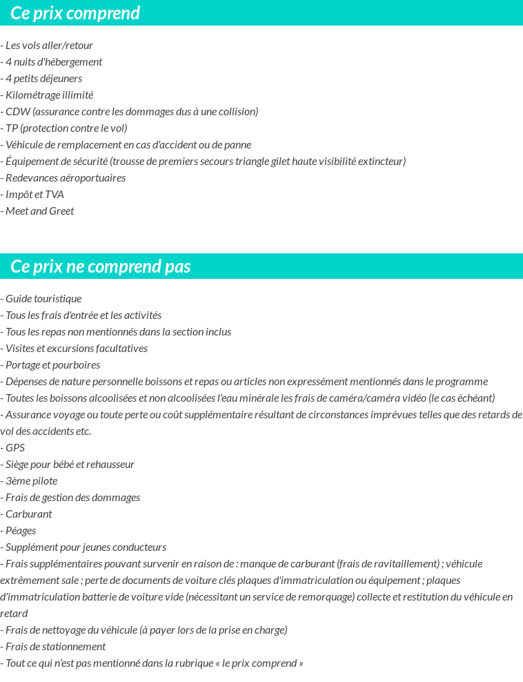 Conditions tarifaires