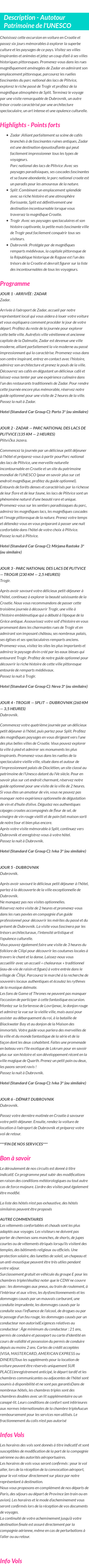Détails du séjour