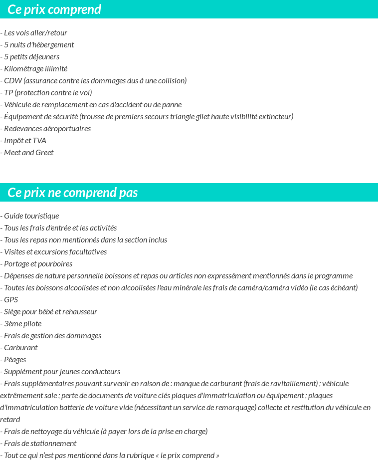 Conditions tarifaires