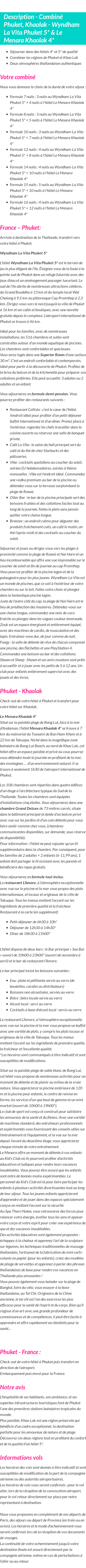 Détails du séjour