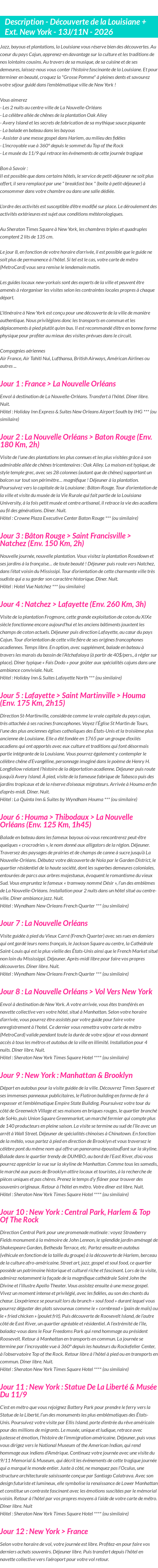 Détails du séjour