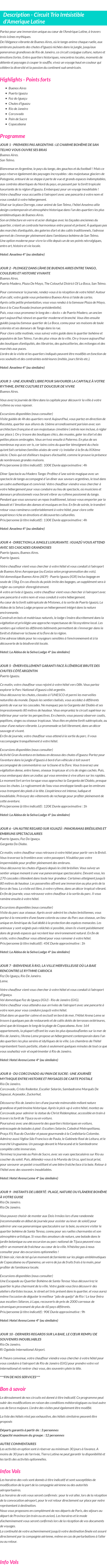 Détails du séjour