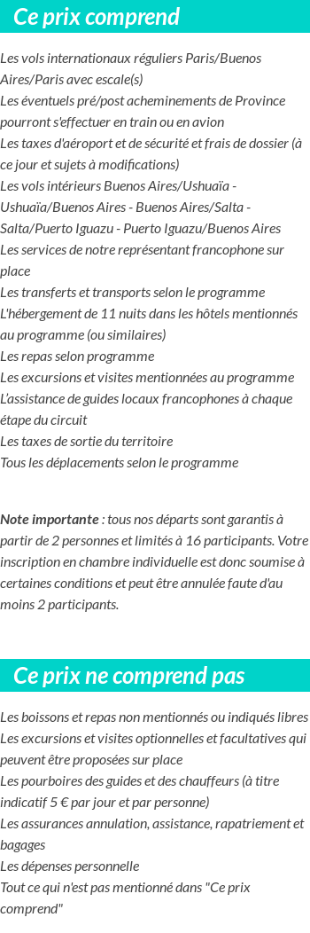 Conditions tarifaires