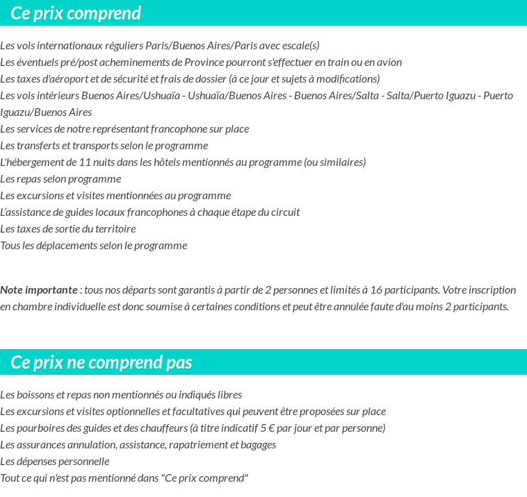 Conditions tarifaires