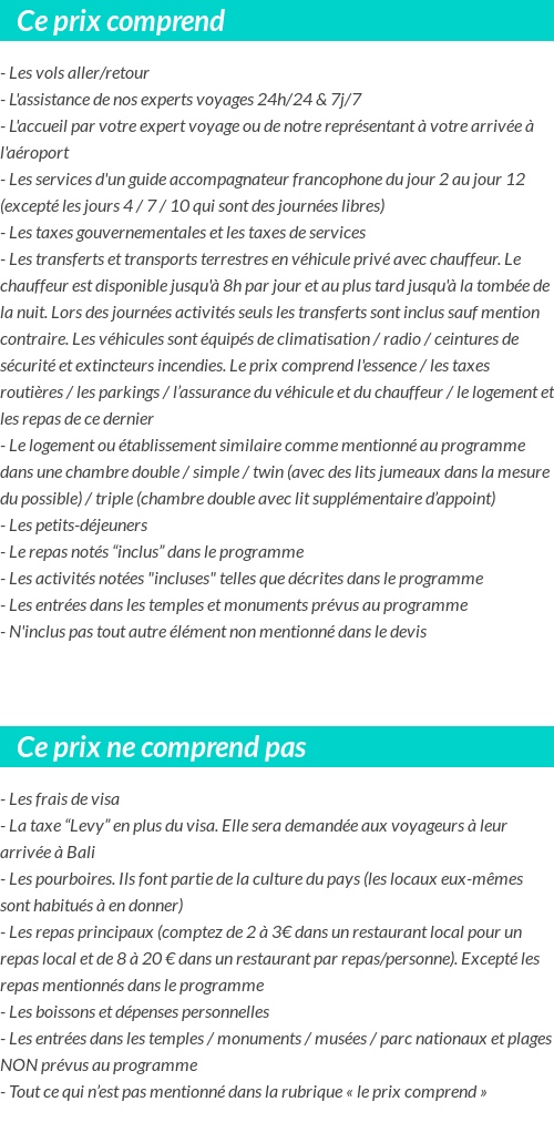 Conditions tarifaires