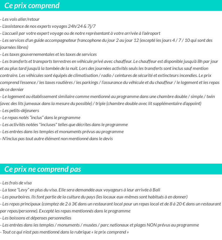 Conditions tarifaires