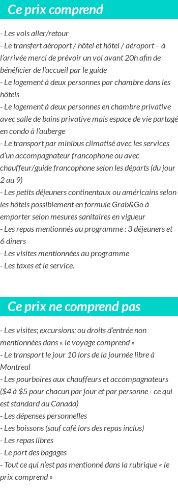 Conditions tarifaires