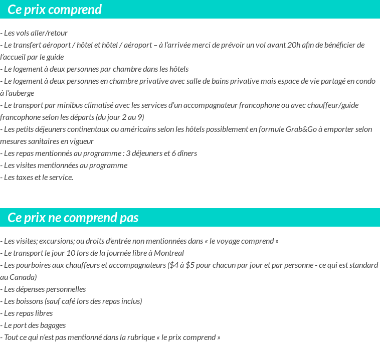 Conditions tarifaires