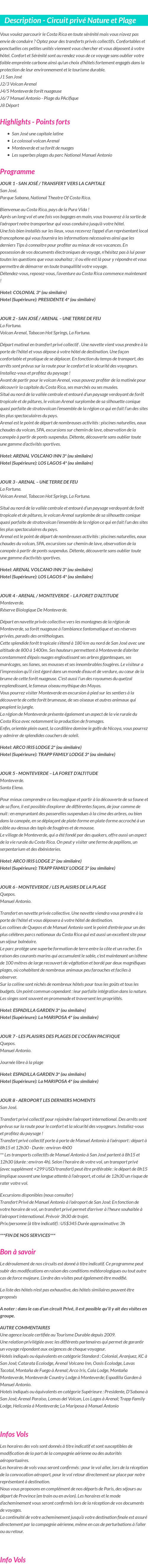 Détails du séjour