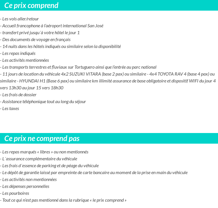 Conditions tarifaires