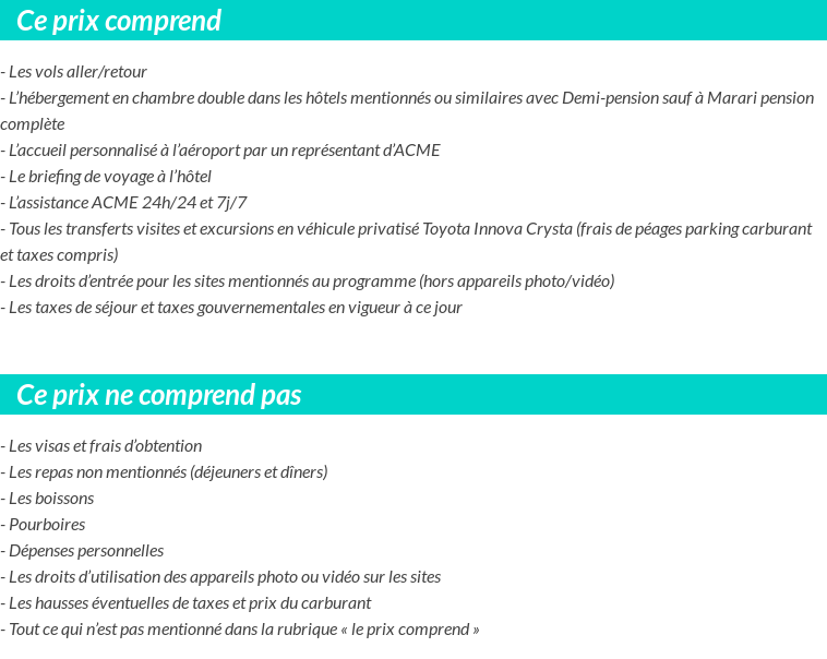 Conditions tarifaires