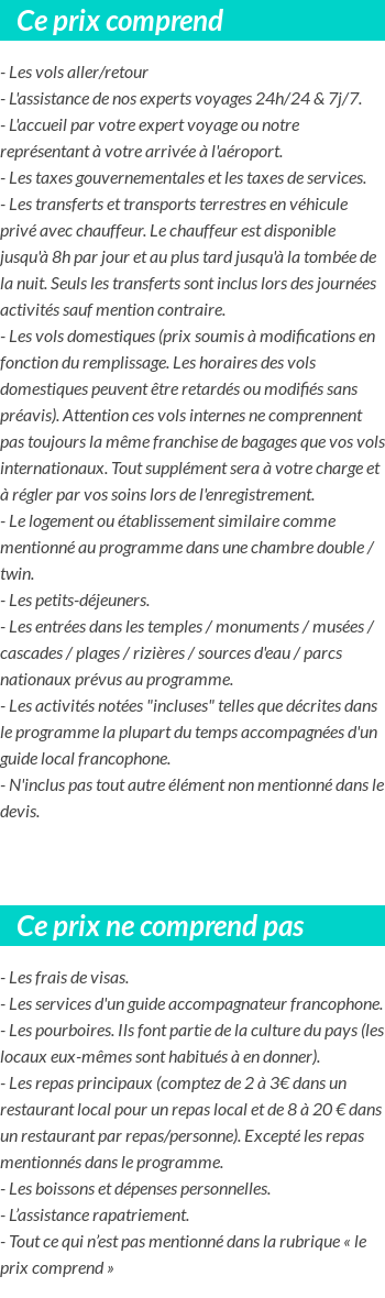 Conditions tarifaires