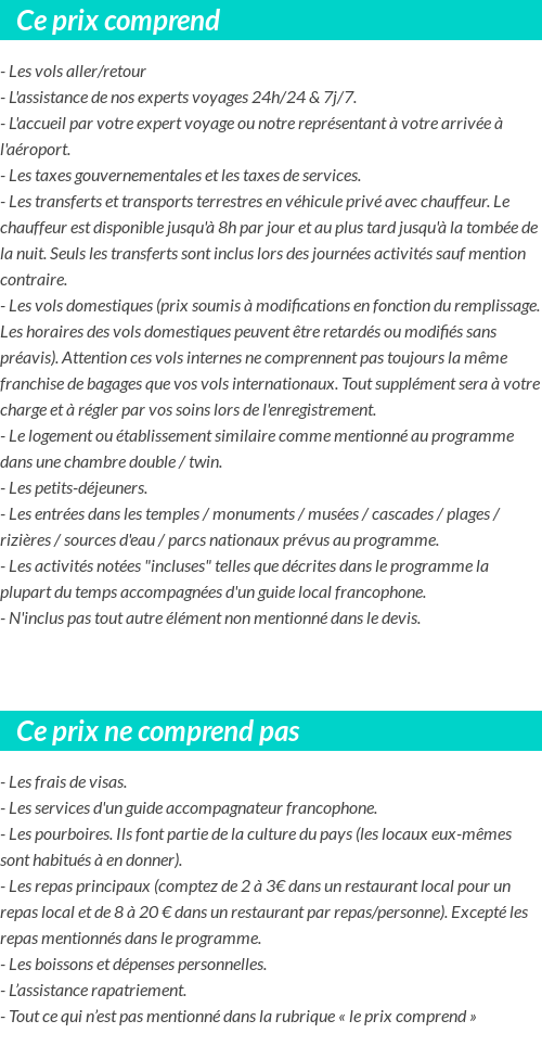 Conditions tarifaires