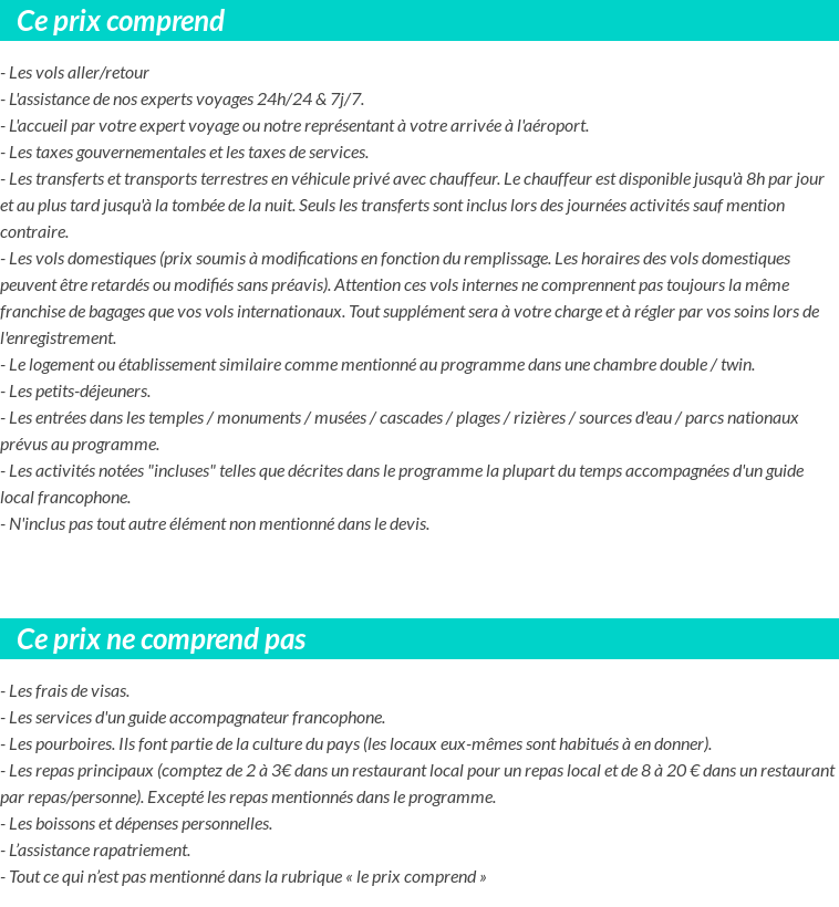 Conditions tarifaires