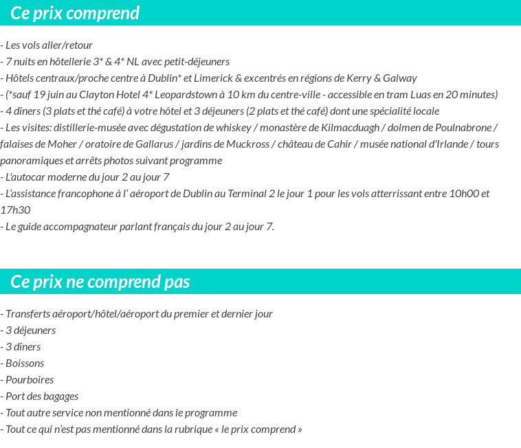 Conditions tarifaires