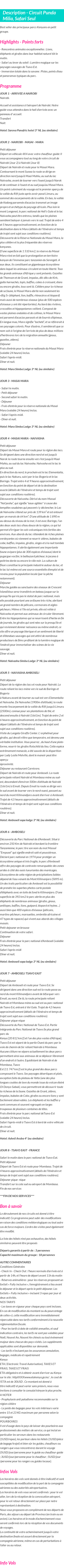Détails du séjour