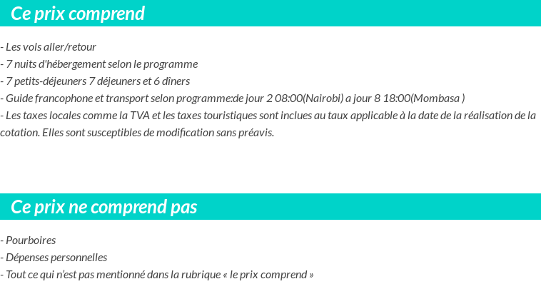 Conditions tarifaires