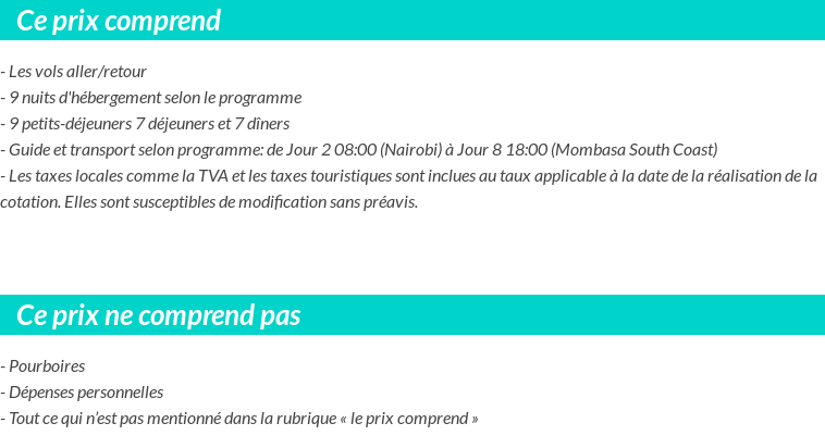 Conditions tarifaires