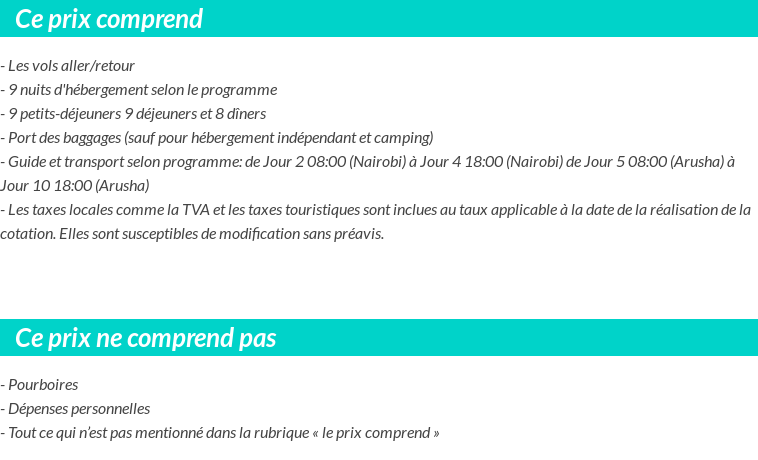 Conditions tarifaires