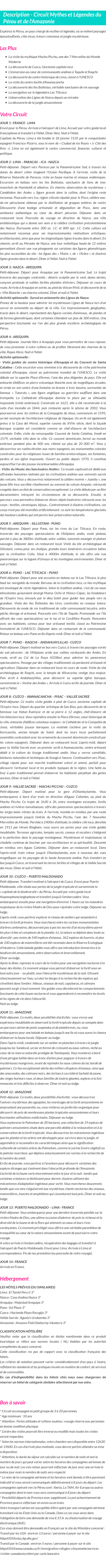 Détails du séjour