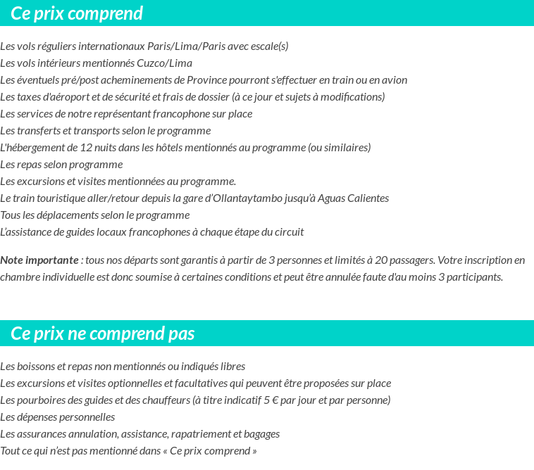 Conditions tarifaires