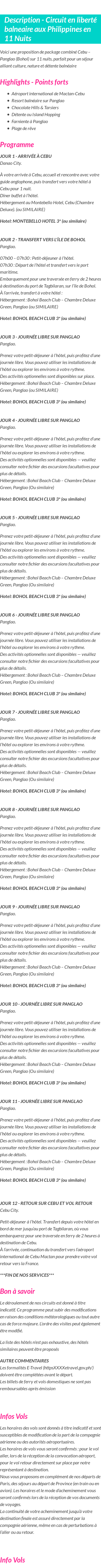 Détails du séjour