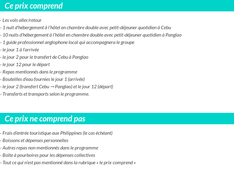 Conditions tarifaires