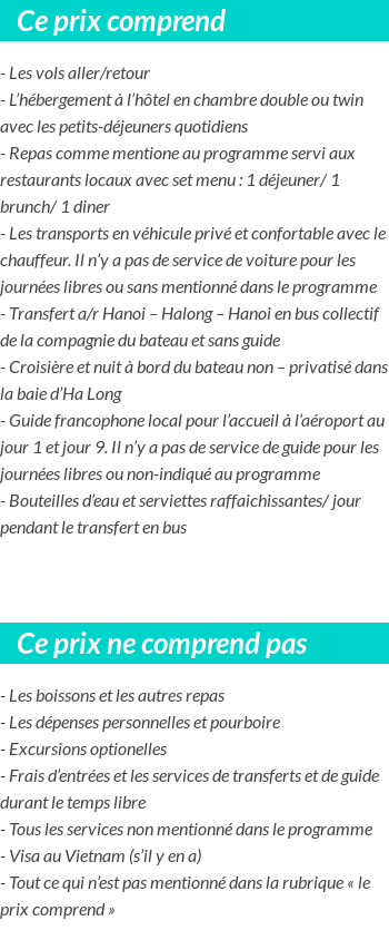 Conditions tarifaires