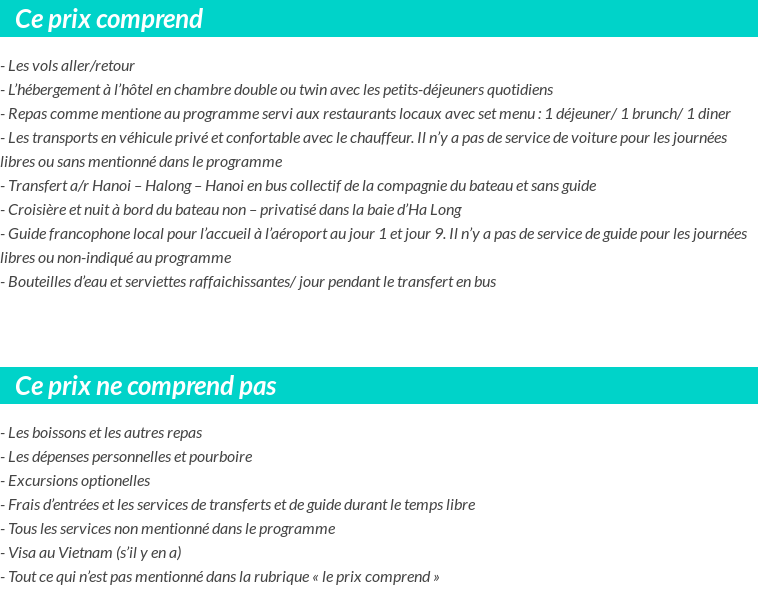 Conditions tarifaires