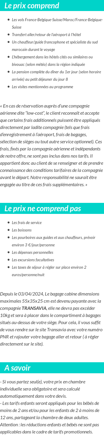 Conditions tarifaires